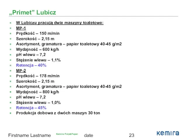 date Firstname Lastname „Primet” Lubicz W Lubiczu pracują dwie maszyny