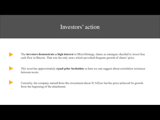 Investors’ action The investors demonstrate a high interest to MicroStrategy shares as managers