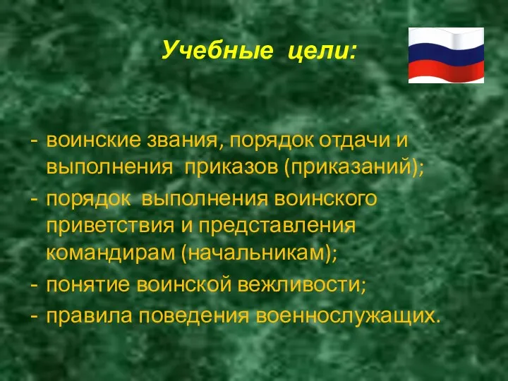 воинские звания, порядок отдачи и выполнения приказов (приказаний); порядок выполнения