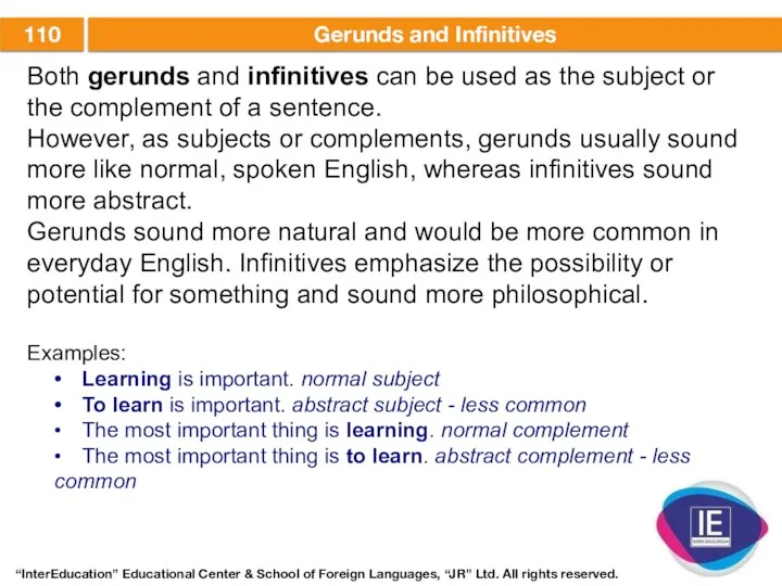 110 “InterEducation” Educational Center & School of Foreign Languages, “JR”