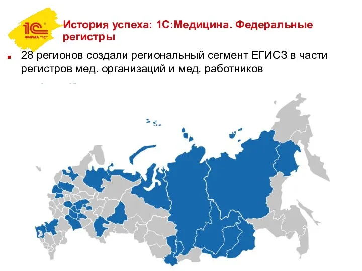 История успеха: 1С:Медицина. Федеральные регистры 28 регионов создали региональный сегмент