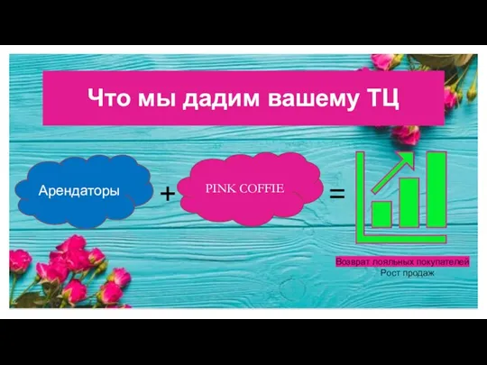 Что мы дадим вашему ТЦ Арендаторы PINK COFFIE + = Возврат лояльных покупателей Рост продаж