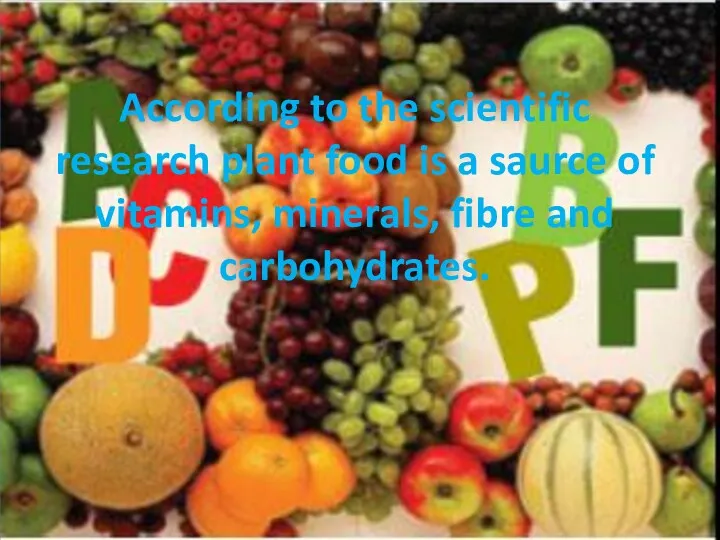 According to the scientific research plant food is a saurce of vitamins, minerals, fibre and carbohydrates.