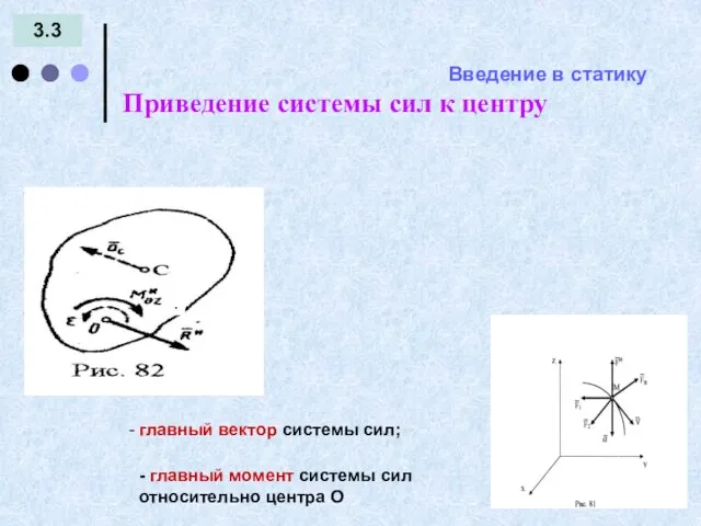 Введение в статику 3.3 Приведение системы сил к центру = - .