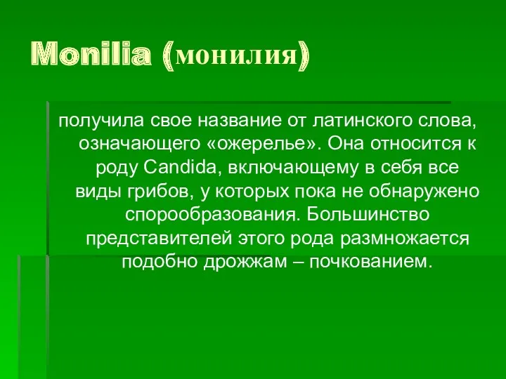 Monilia (монилия) получила свое название от латинского слова, означающего «ожерелье».