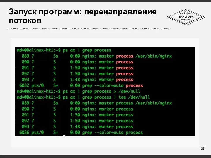 Запуск программ: перенаправление потоков