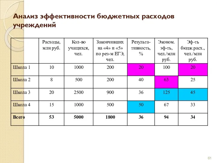 Анализ эффективности бюджетных расходов учреждений