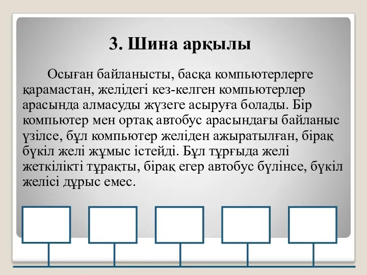 3. Шина арқылы Осыған байланысты, басқа компьютерлерге қарамастан, желідегі кез-келген