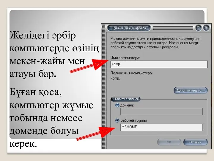 Желідегі әрбір компьютерде өзінің мекен-жайы мен атауы бар. Бұған қоса,