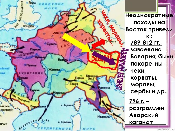 Бавария чехи, моравы, хорваты... Аварский каганат Неоднократные походы на Восток