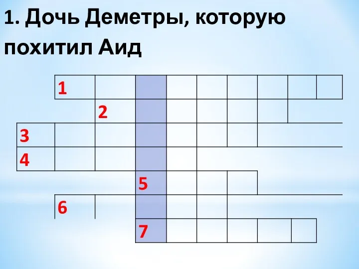 1. Дочь Деметры, которую похитил Аид