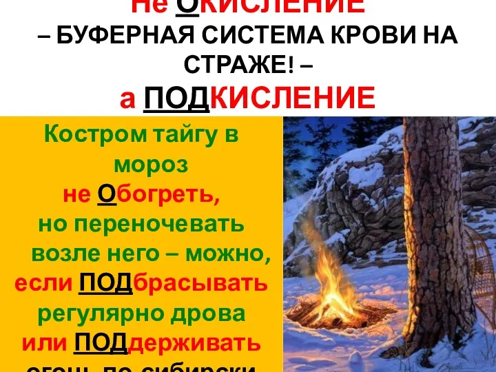 Не ОКИСЛЕНИЕ – БУФЕРНАЯ СИСТЕМА КРОВИ НА СТРАЖЕ! – а