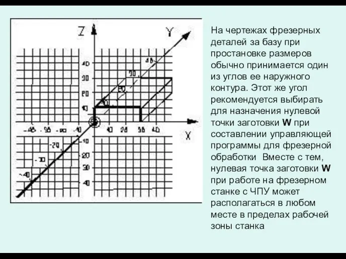 На чертежах фрезерных деталей за базу при простановке размеров обычно