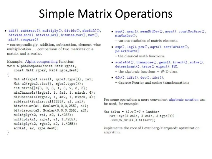 Simple Matrix Operations