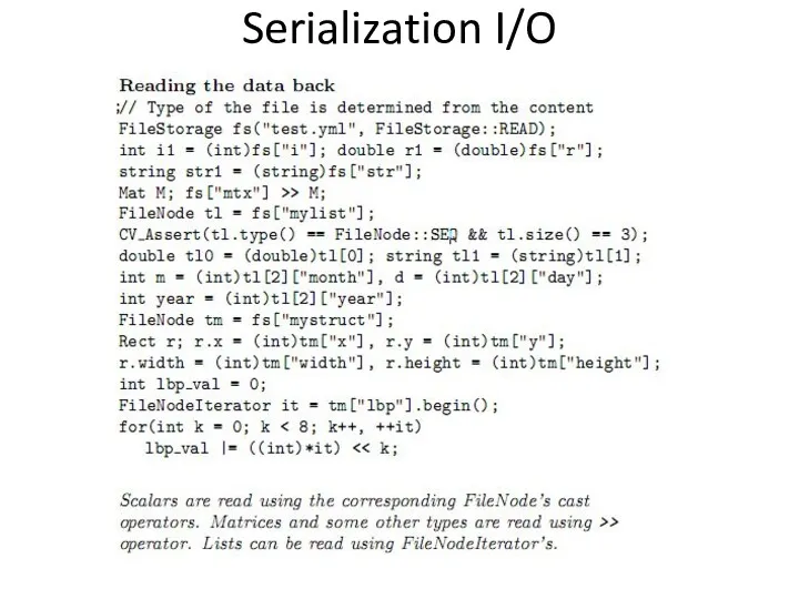 Serialization I/O