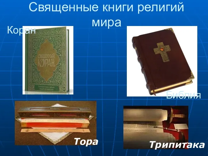 Священные книги религий мира Тора Библия Коран Трипитака