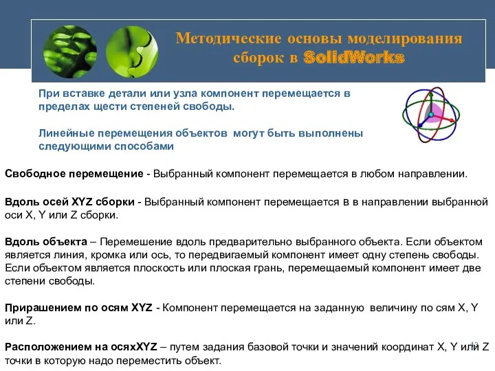 Методические основы моделирования сборок в SolidWorks При вставке детали или