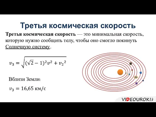 Третья космическая скорость Третья космическая скорость — это минимальная скорость,