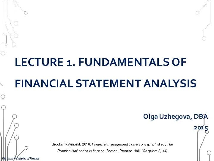 Fundamentals of financial statement analysis. (Lecture 1)