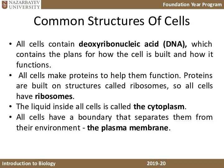 Common Structures Of Cells All cells contain deoxyribonucleic acid (DNA), which contains the