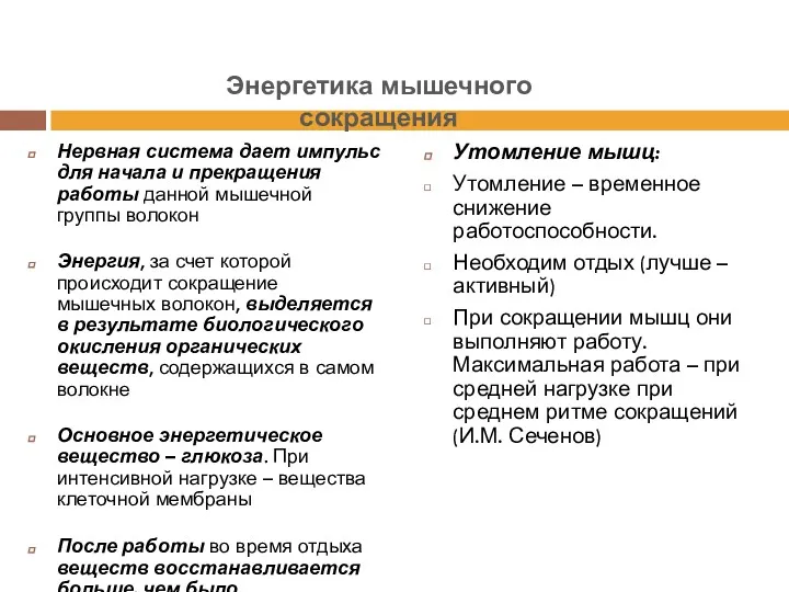 Нервная система дает импульс для начала и прекращения работы данной