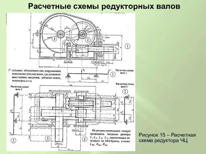 Расчетные схемы редукторных валов Рисунок 15 – Расчетная схема редуктора ЧЦ