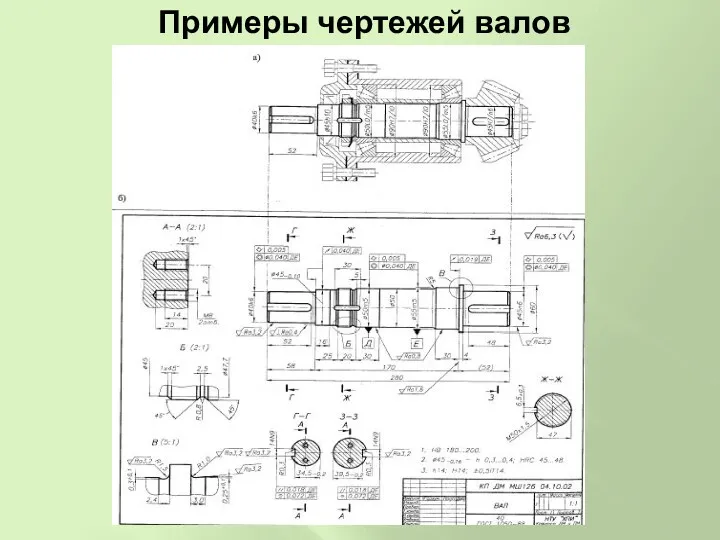 Примеры чертежей валов