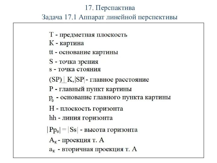 17. Перспактива Задача 17.1 Аппарат линейной перспективы