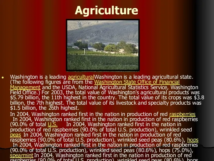 Agriculture Washington is a leading agriculturalWashington is a leading agricultural