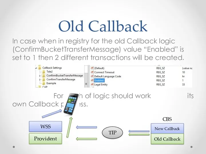 Old Callback In case when in registry for the old