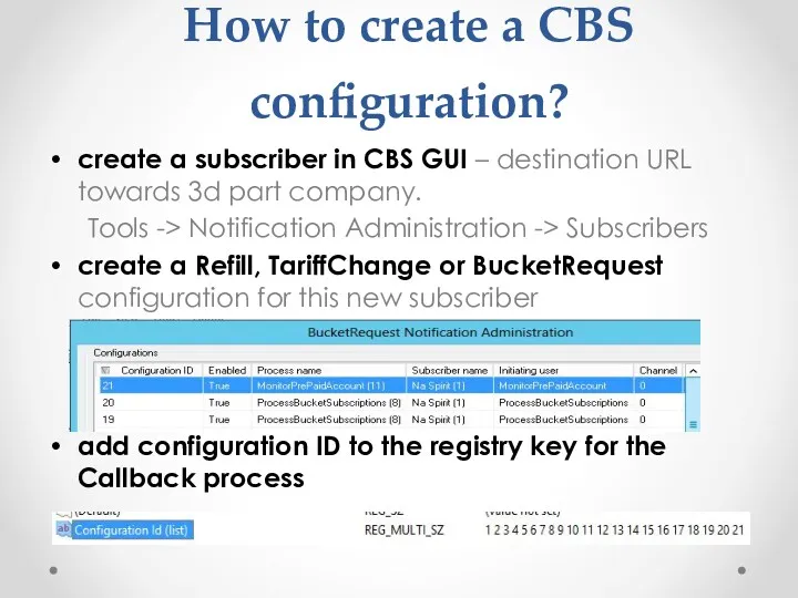 How to create a CBS configuration? create a subscriber in