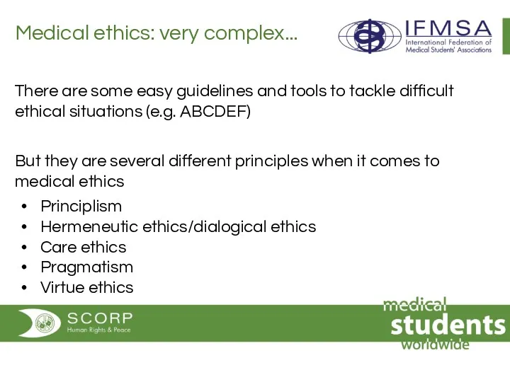 Medical ethics: very complex... There are some easy guidelines and