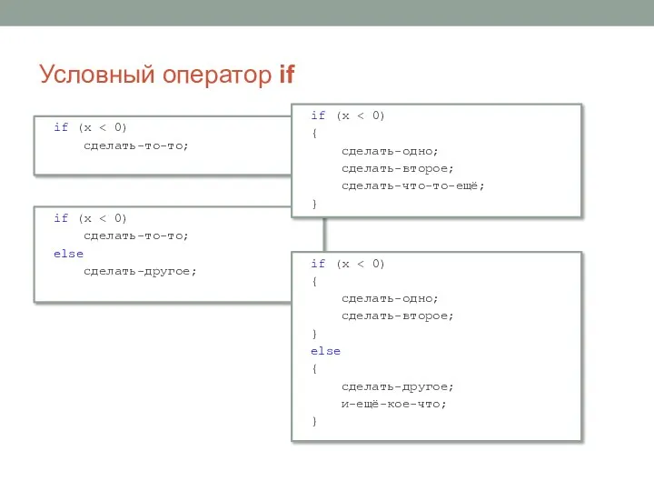 Условный оператор if if (x сделать-то-то; if (x сделать-то-то; else