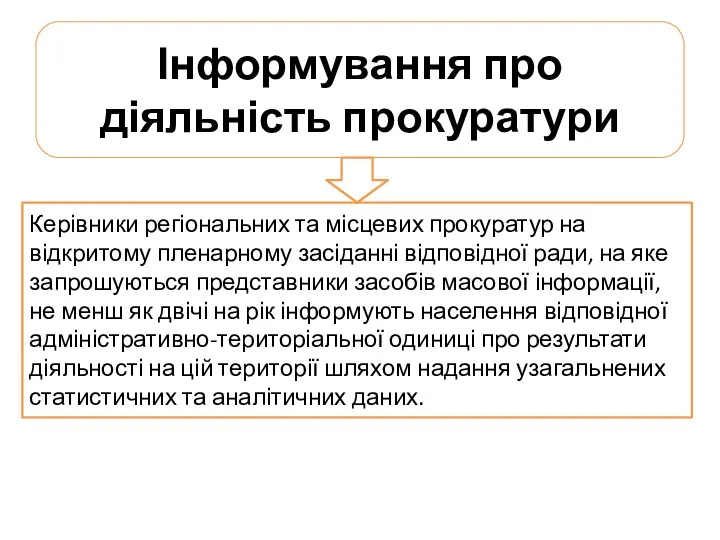 Інформування про діяльність прокуратури Керівники регіональних та місцевих прокуратур на