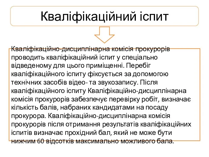 Кваліфікаційний іспит Кваліфікаційно-дисциплінарна комісія прокурорів проводить кваліфікаційний іспит у спеціально