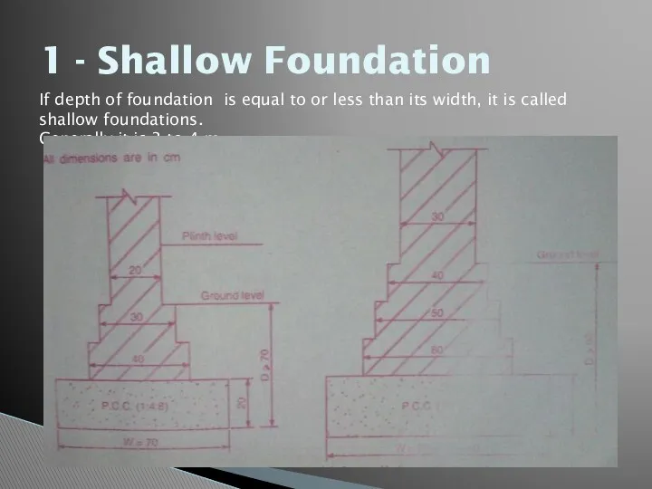 1 - Shallow Foundation If depth of foundation is equal