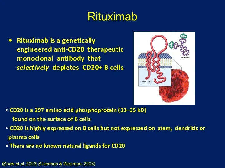 Rituximab Rituximab is a genetically engineered anti-CD20 therapeutic monoclonal antibody