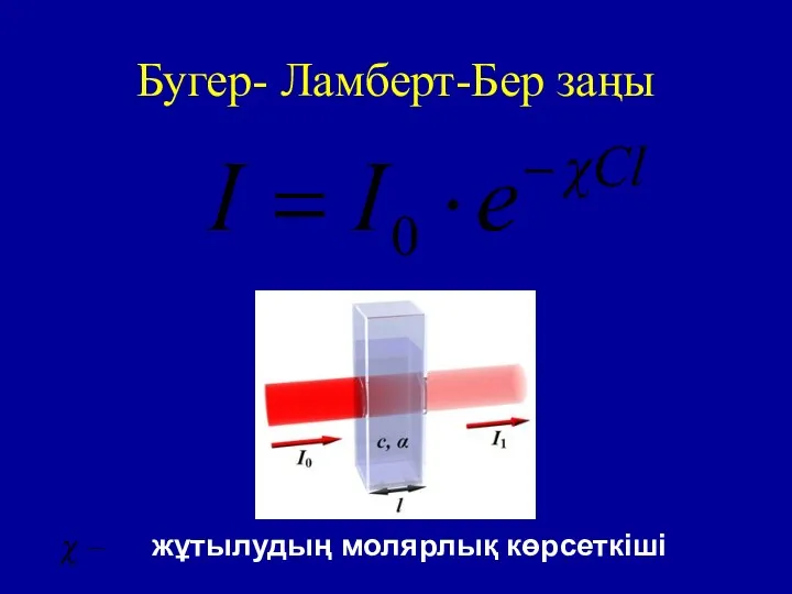 Бугер- Ламберт-Бер заңы жұтылудың молярлық көрсеткіші