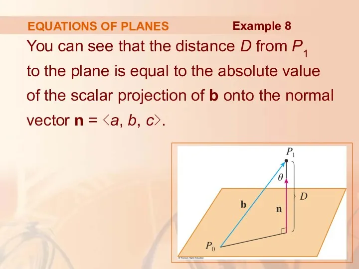 EQUATIONS OF PLANES You can see that the distance D