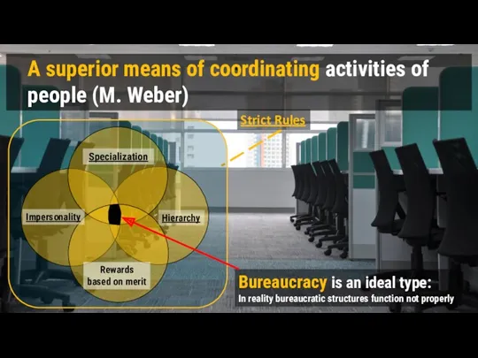 A superior means of coordinating activities of people (M. Weber)