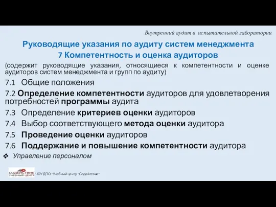 Внутренний аудит в испытательной лаборатории Руководящие указания по аудиту систем