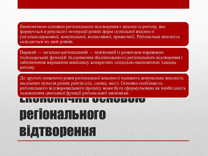 Економічна основою регіонального відтворення