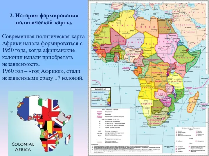 2. История формирования политической карты. Современная политическая карта Африки начала