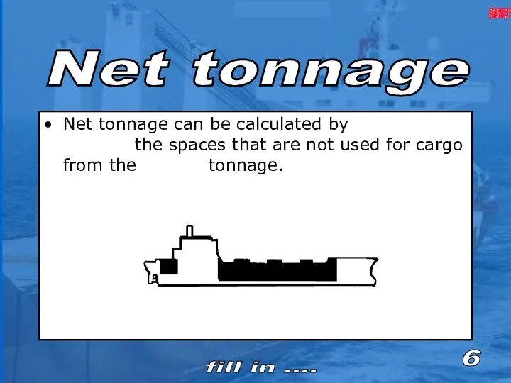 Net tonnage can be calculated by the spaces that are