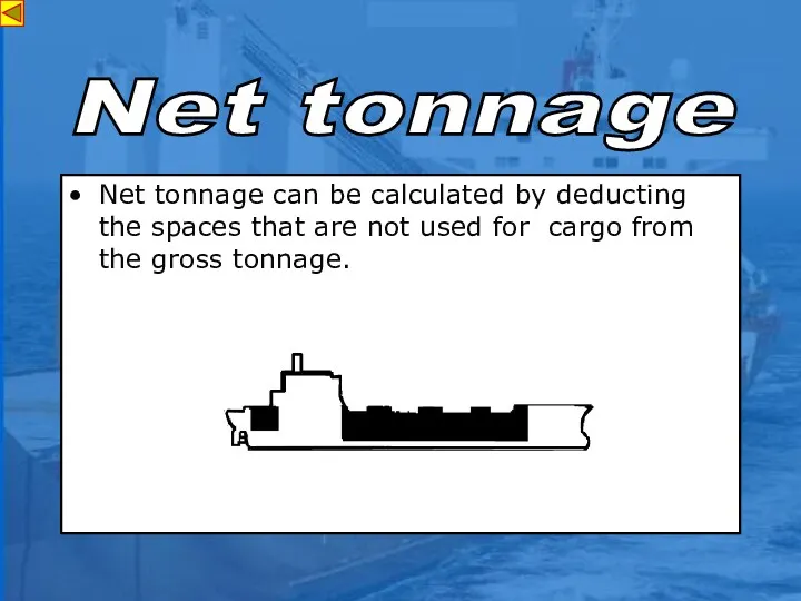 Net tonnage can be calculated by deducting the spaces that