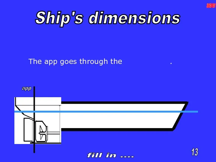 app The app goes through the . 13 fill in .... answer Ship's dimensions