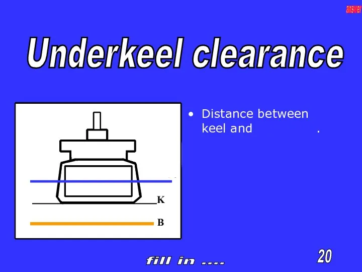Distance between keel and . K B Underkeel clearance 20 fill in .... answer