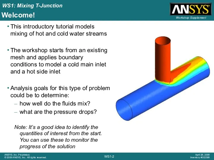 Welcome! This introductory tutorial models mixing of hot and cold