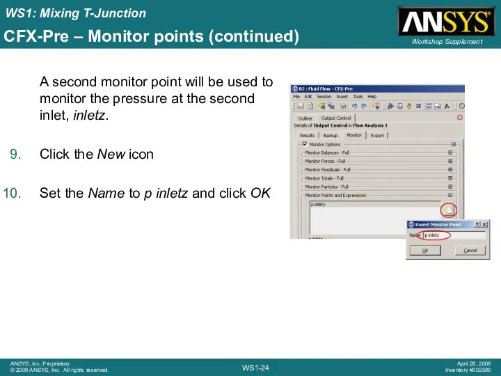 CFX-Pre – Monitor points (continued) A second monitor point will