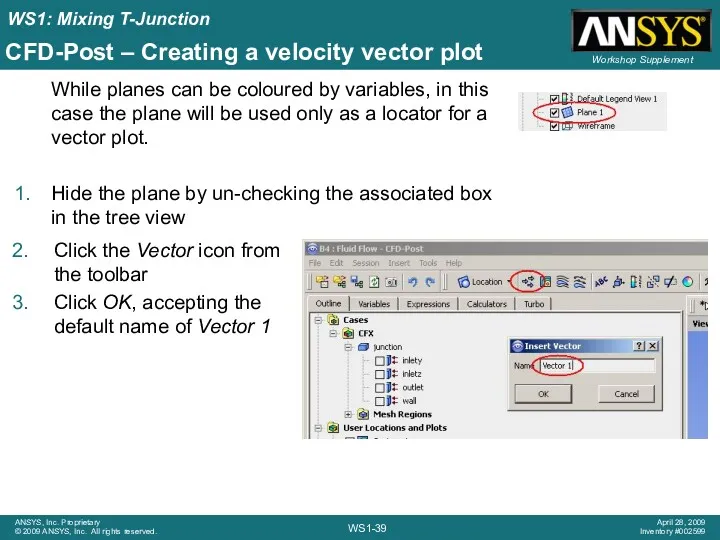 CFD-Post – Creating a velocity vector plot While planes can